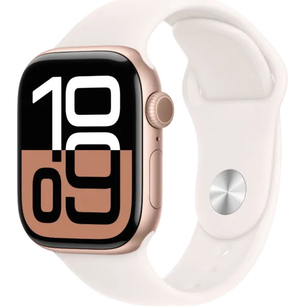 Apple Watch Series 10 42mm Aluminum Rose Gold Case Light Blush Sport Band S/M